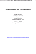 Cover page: Theory development with agent-based models
