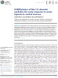 Cover page: SUMOylation of NaV1.2 channels mediates the early response to acute hypoxia in central neurons.