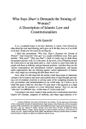 Cover page: Who Says Shari'a Demands the Stoning of Women - A Description of Islamic Law and Constitutionalism