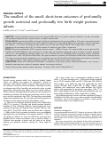 Cover page: The smallest of the small: short-term outcomes of profoundly growth restricted and profoundly low birth weight preterm infants