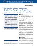 Cover page: Using Responsive Feedback in Scaling a Gender Norms-Shifting Adolescent Sexual and Reproductive Health Intervention in the Democratic Republic of Congo.