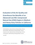 Cover page: Evaluation of the Air Quality and Greenhouse Gas Benefits of an Advanced Low‐NOx Compressed Natural Gas (CNG) Engine in Medium and Heavy‐Duty Vehicles in California