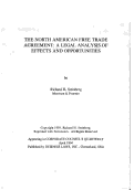 Cover page: The North American Free Trade Agreement: A Legal Analysis of Effects and Opportunities