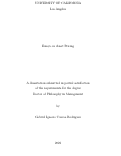 Cover page: Essays on Asset Pricing