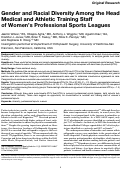 Cover page: Gender and Racial Diversity Among the Head Medical and Athletic Training Staff of Women’s Professional Sports Leagues