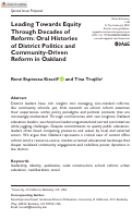 Cover page: Leading Towards Equity Through Decades of Reform: Oral Histories of District Politics and Community-Driven Reform in Oakland
