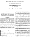 Cover page: Evaluating the Effectiveness of a Cognitive Tutor for Fundamental Physics Concepts