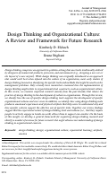 Cover page: Design Thinking and Organizational Culture: A Review and Framework for Future Research