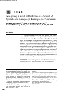 Cover page: Analyzing a Cost-Effectiveness Dataset: A Speech and Language Example for Clinicians.