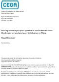 Cover page: Moving towards pro-poor systems of land administration: Challenges for land and asset distribution in Africa