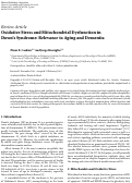 Cover page: Oxidative Stress and Mitochondrial Dysfunction in Down’s Syndrome: Relevance to Aging and Dementia