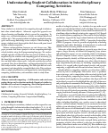 Cover page: Understanding Student Collaboration in Interdisciplinary Computing Activities