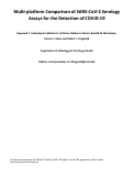 Cover page: Multi-Platform Comparison of SARS-CoV-2 Serology Assays for the Detection of COVID-19.
