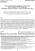 Cover page: Improvements and Limitations of Humanized Mouse Models for HIV Research: NIH/NIAID "Meet the Experts" 2015 Workshop Summary.