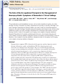 Cover page: The Role of the Occupational Therapist in the Management of Neuropsychiatric Symptoms of Dementia in Clinical Settings