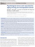 Cover page: Psychological stress and reproductive aging among pre-menopausal women