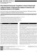 Cover page: Disseminated Intravascular Coagulation in Acute Promyelocytic Leukemia Patients: A Retrospective Analysis of Outcomes and Healthcare Burden in US Hospitals.