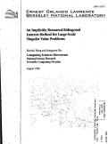 Cover page: An implicitly restarted bidiagonal Lanczos Method for Large-scale singular value problems