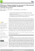 Cover page: Utilization of Human Samples for Assessment of Mitochondrial Bioenergetics: Gold Standards, Limitations, and Future Perspectives