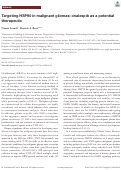 Cover page: Targeting HSP90 in malignant gliomas: onalespib as a potential therapeutic.