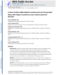 Cover page: Cortisol profiles differentiated in adolescents and young adult males with fragile X syndrome versus autism spectrum disorder.