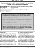 Cover page: Physician Documentation of Access to Firearms in Suicidal Patients in the Emergency Department