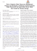 Cover page: Role of Adaptive Water Resources Management Policies and Strategies in Relieving Conflicts between Water Resources and Agricultural Sector Water Use Caused by Climate Change