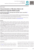 Cover page: Characterization of Nicotine Salts in 23 Electronic Cigarette Refill Liquids