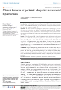 Cover page: Clinical features of pediatric idiopathic intracranial hypertension