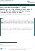 Cover page: Awareness and knowledge of Human Papillomavirus (HPV) infection among high-risk men of Hispanic origin attending a Sexually Transmitted Infection (STI) clinic
