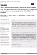 Cover page: Worse sleep, worsening post-traumatic stress disorder (PTSD): Poor sleep quality associated with increases in PTSD symptoms amongst those experiencing high threat of the COVID-19 pandemic.