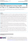 Cover page: Sleep EEG signatures in mouse models of 15q11.2-13.1 duplication (Dup15q) syndrome