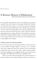 Cover page: A Reverse History of Modernism: What Connects Prague to Le Corbusier?