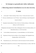 Cover page: Se Isotopes as Groundwater Redox Indicators: Detecting Natural Attenuation of Se at an in Situ Recovery U Mine