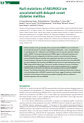 Cover page: Null mutations of NEUROG3 are associated with delayed-onset diabetes mellitus.