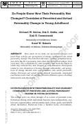 Cover page: Do people know how their personality has changed? Correlates of perceived and actual personality change in young adulthood