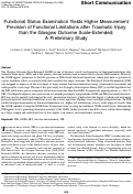 Cover page: Functional Status Examination Yields Higher Measurement Precision of Functional Limitations after Traumatic Injury than the Glasgow Outcome Scale-Extended: A Preliminary Study