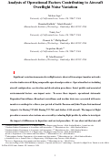 Cover page of Analysis of Operational Factors Contributing to Aircraft Overflight Noise Variation