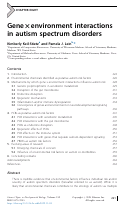 Cover page: Gene×environment interactions in autism spectrum disorders