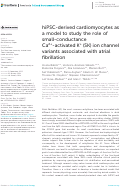 Cover page: hiPSC-derived cardiomyocytes as a model to study the role of small-conductance Ca2+-activated K+ (SK) ion channel variants associated with atrial fibrillation