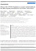 Cover page: Effects of the COVID‐19 pandemic on caregiver mental health and the child caregiving environment in a low‐resource, rural context