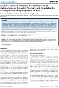 Cover page: Local Plasticity of Dendritic Excitability Can Be Autonomous of Synaptic Plasticity and Regulated by Activity-Based Phosphorylation of Kv4.2