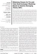 Cover page: Obtaining Closure for Fin-and-Tube Heat Exchanger Modeling Based on Volume Averaging Theory (VAT)