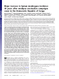 Cover page: Major increase in human monkeypox incidence 30 years after smallpox vaccination campaigns cease in the Democratic Republic of Congo