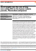 Cover page: Novel insights into the role of long non-coding RNA in the human malaria parasite, Plasmodium falciparum.