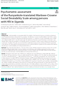 Cover page: Psychometric assessment of the Runyankole-translated Marlowe-Crowne Social Desirability Scale among persons with HIV in Uganda.