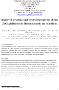 Cover page: Improved structural and electrical properties of thin ZnO:Al films by dc filtered cathodic arc deposition