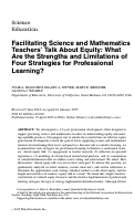 Cover page: Facilitating Science and Mathematics Teachers’ Talk About Equity: What Are the Strengths and Limitations of Four Strategies for Professional Learning?