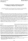 Cover page: Leveraging the health and retirement study to advance palliative care research.