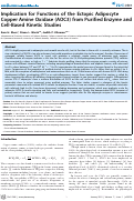 Cover page: Implication for Functions of the Ectopic Adipocyte Copper Amine Oxidase (AOC3) from Purified Enzyme and Cell-Based Kinetic Studies